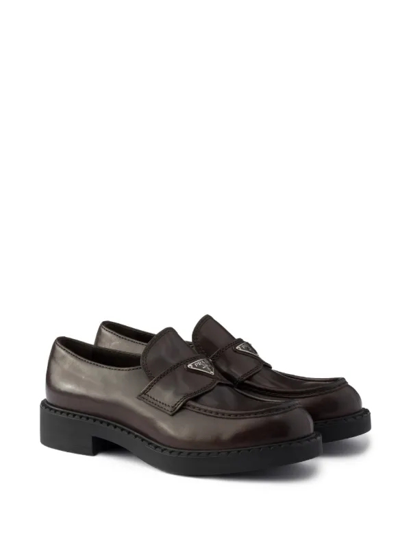 Prada レザーローファー | ブラウン | FARFETCH JP