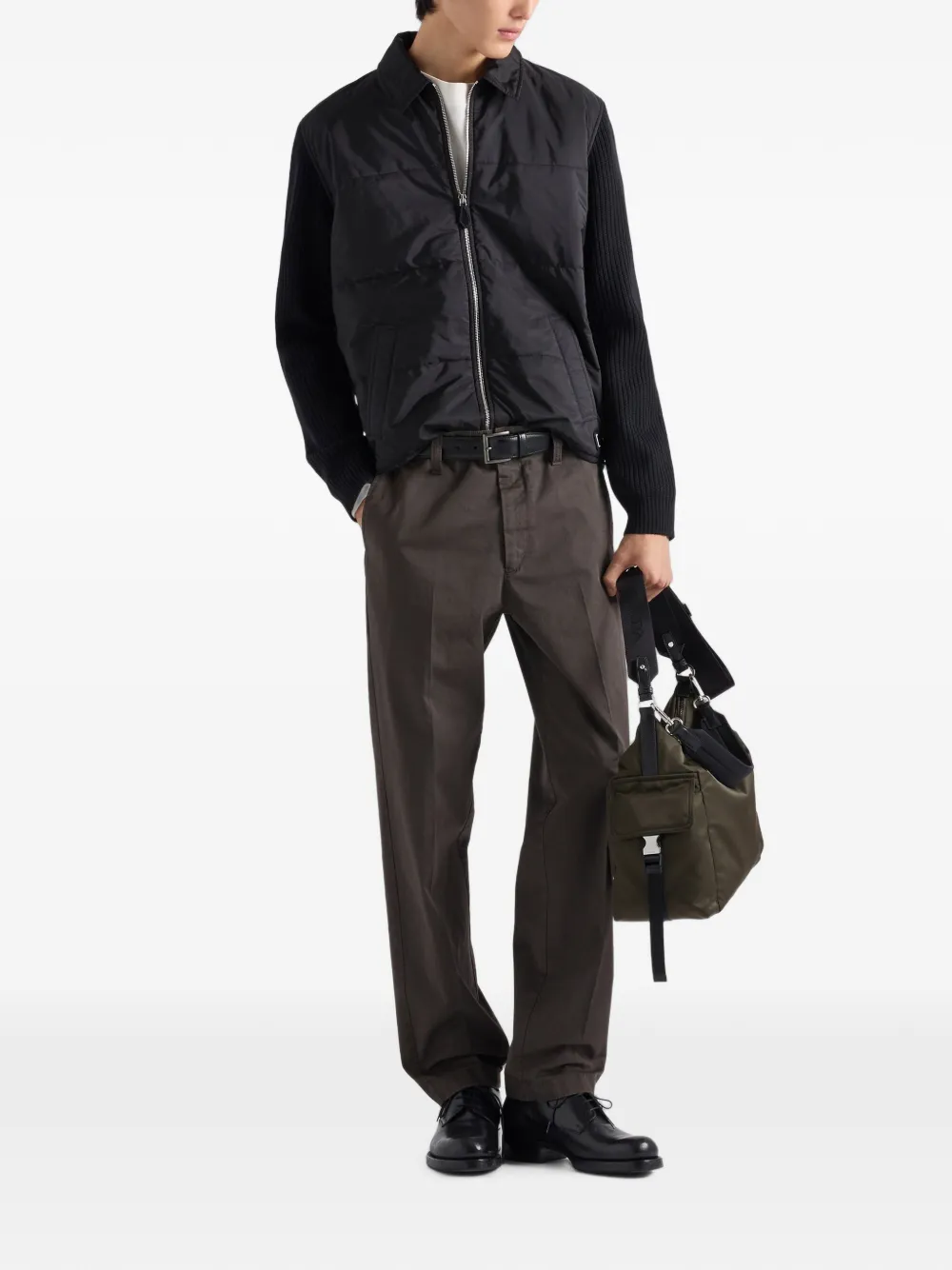 Prada Re-Nylon gabardine wollen vest Zwart
