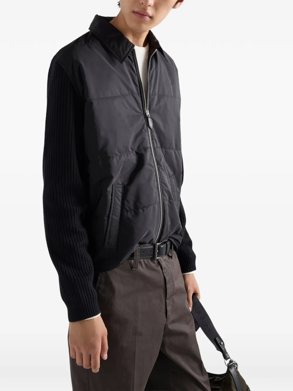 Prada Re-Nylon gabardine wollen vest Zwart