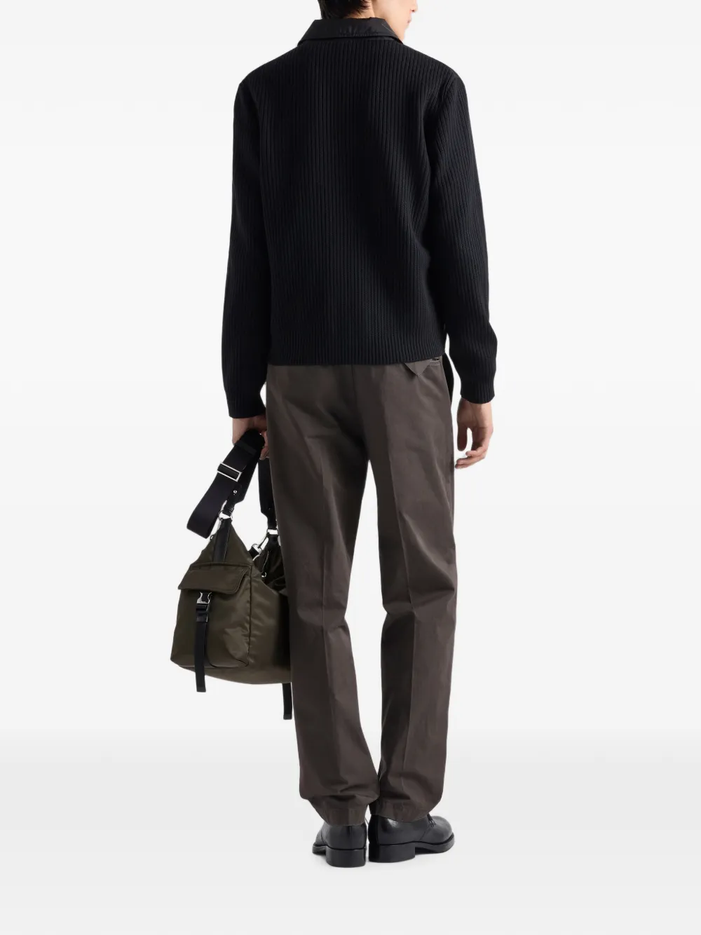 Prada Re-Nylon gabardine wollen vest Zwart