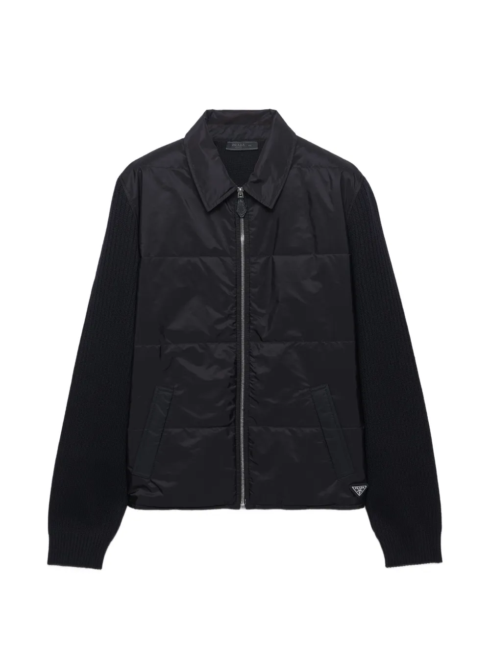 Prada wool and Re-Nylon gabardine cardigan - Nero