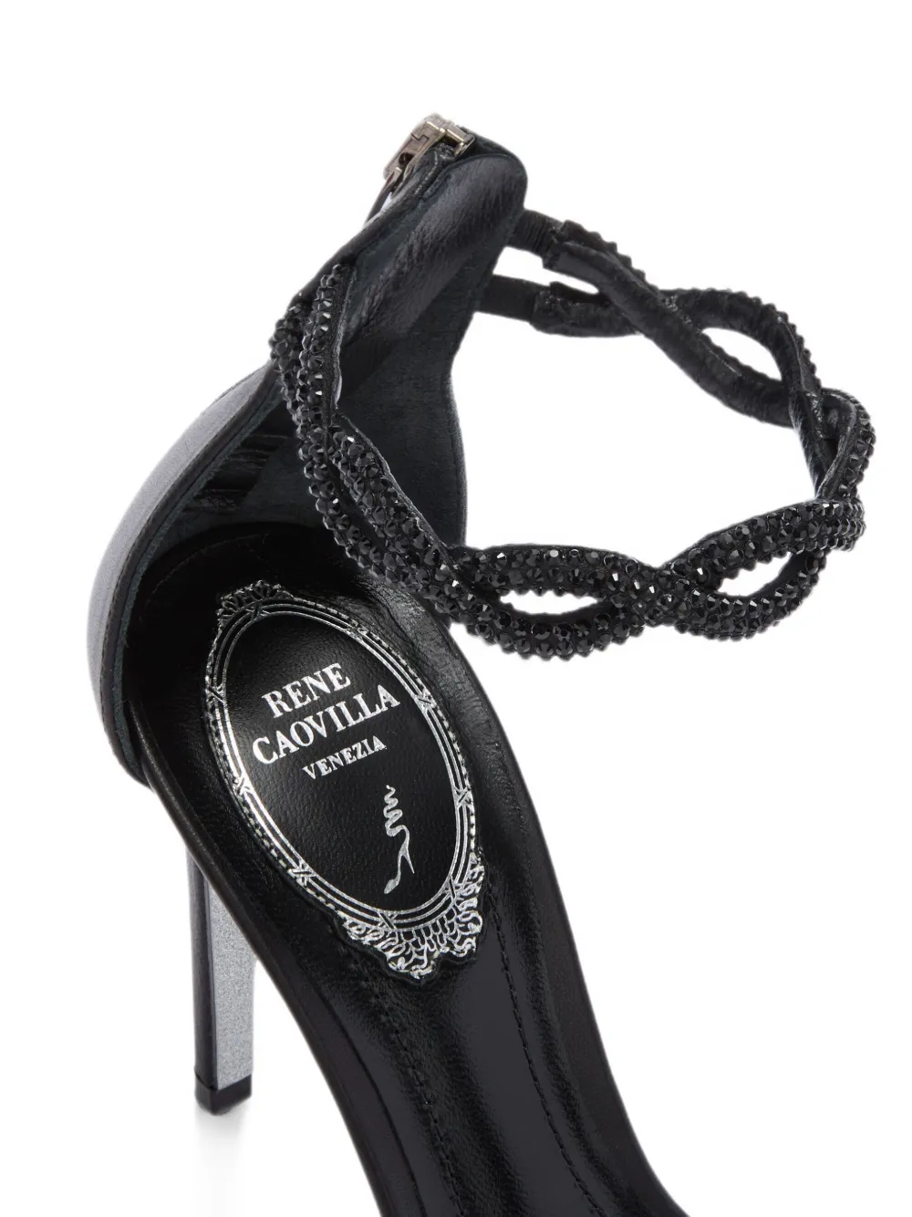 René Caovilla Braid crystal-embellished braided sandals Zwart