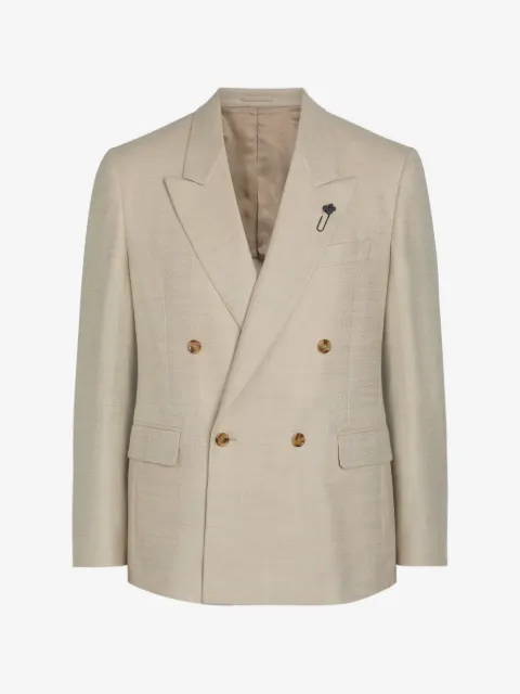 Lardini double-breasted herringbone blazer