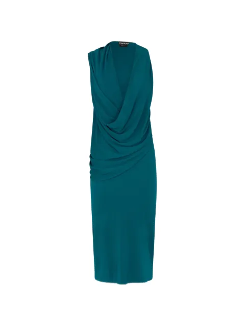 TOM FORD crepe jersey asymmetric draped cocktail dress