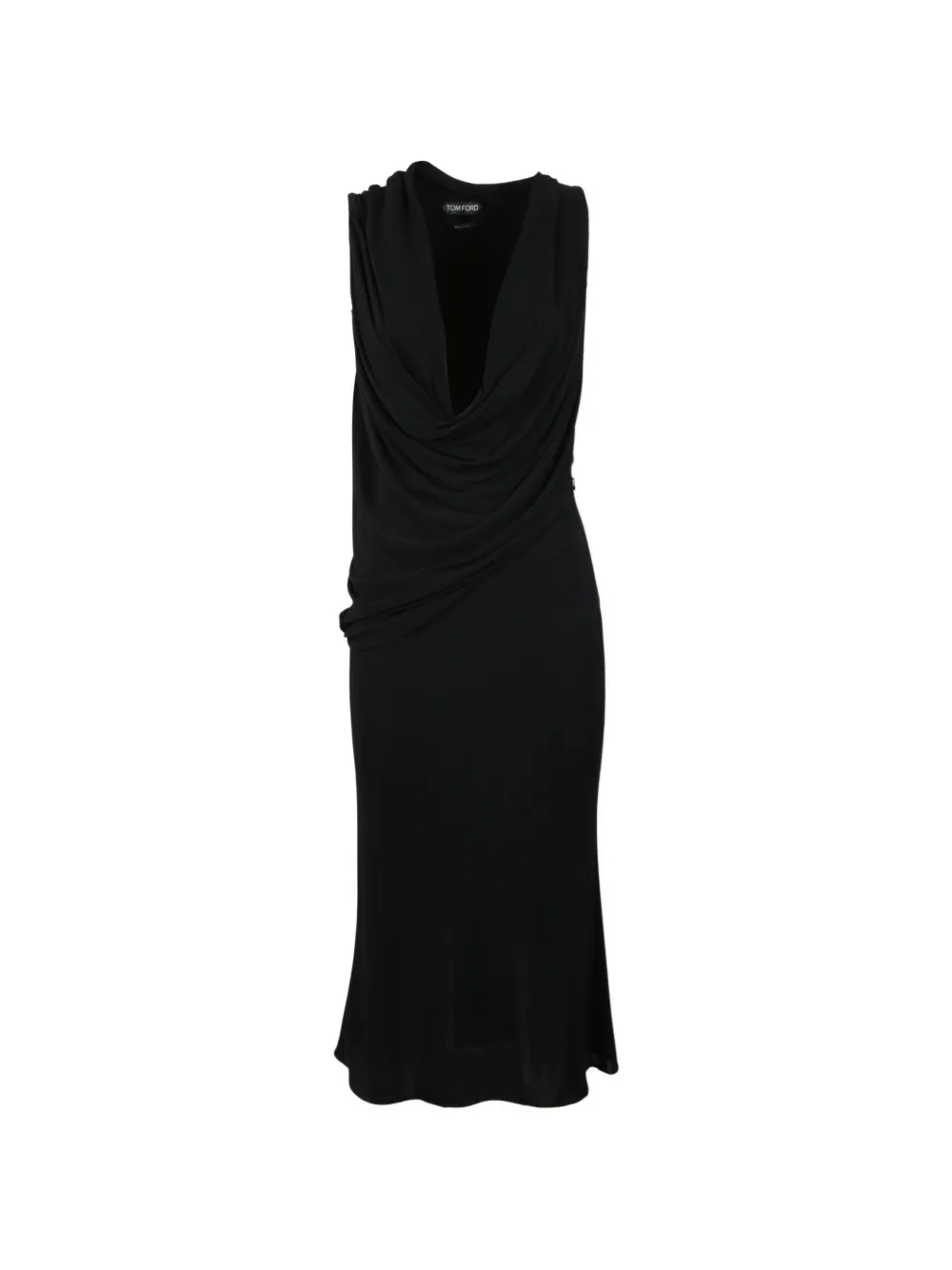 TOM FORD Crêpe jersey asymmetrische gedrapeerde cocktailjurk Zwart