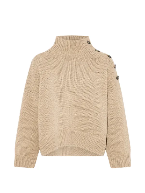 Yves Salomon Button-embellished Oversized Sweater in Neutrals