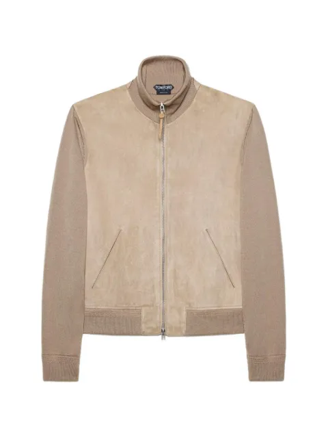 TOM FORD suede front merino full zip