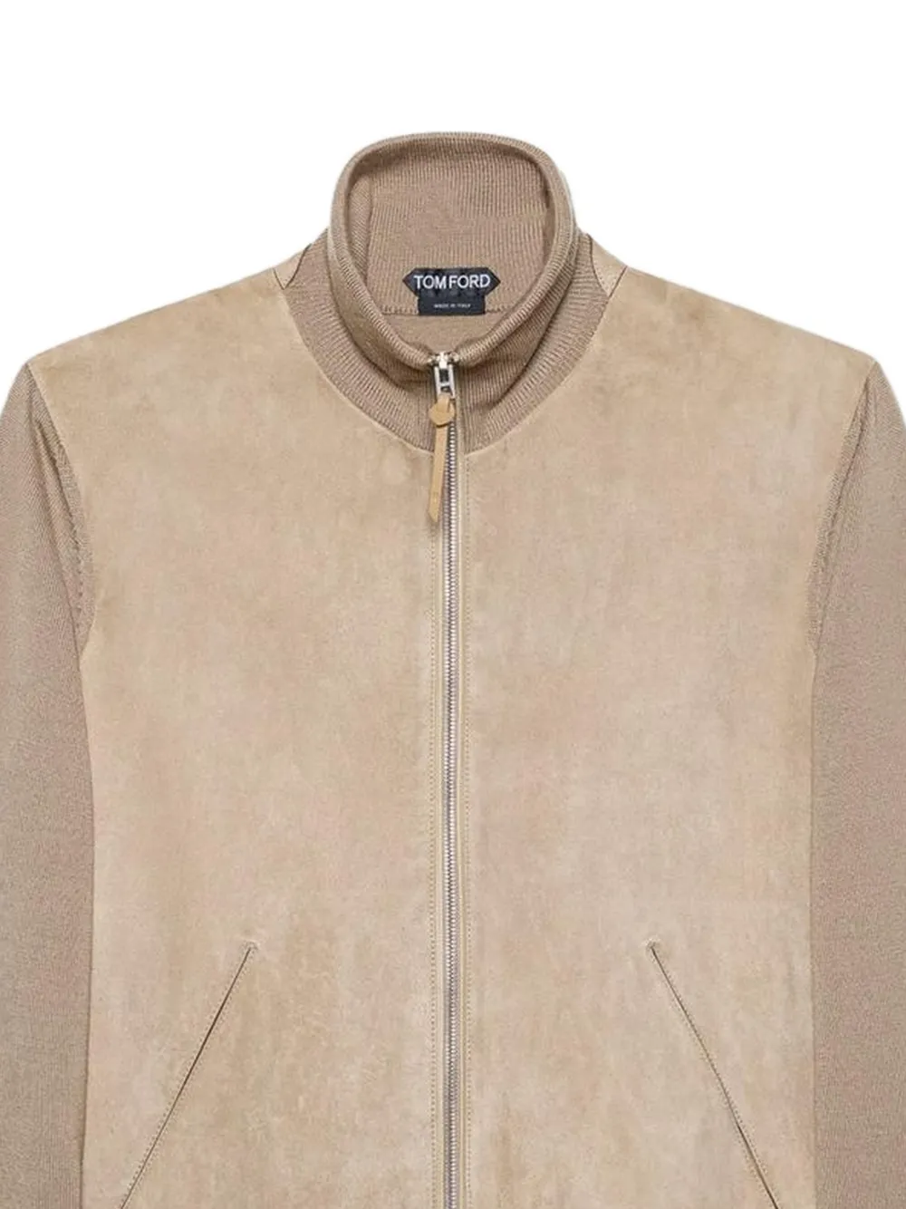 TOM FORD Suède merinowollen jack met rits Beige