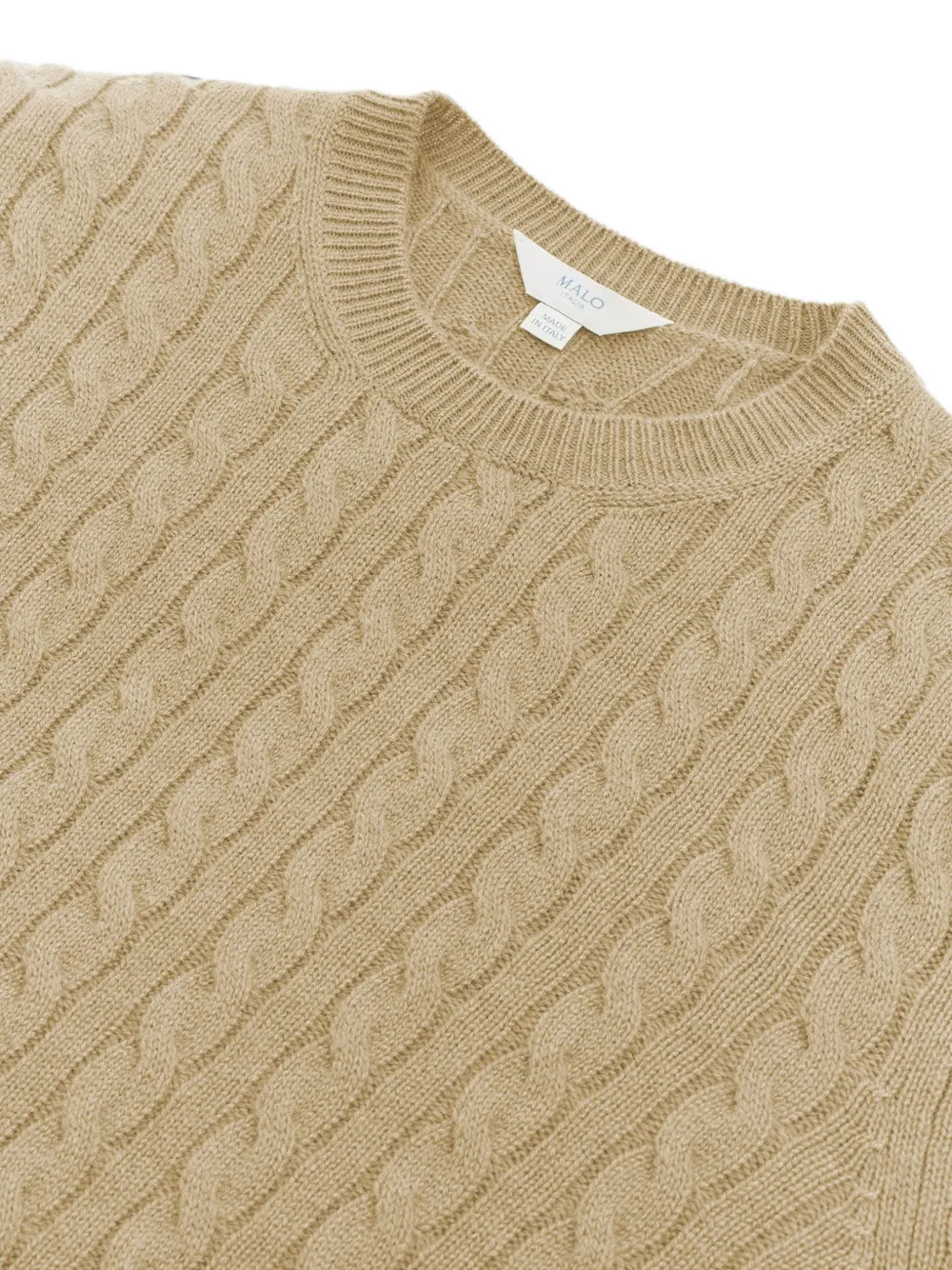 Malo Kabelgebreide trui Beige