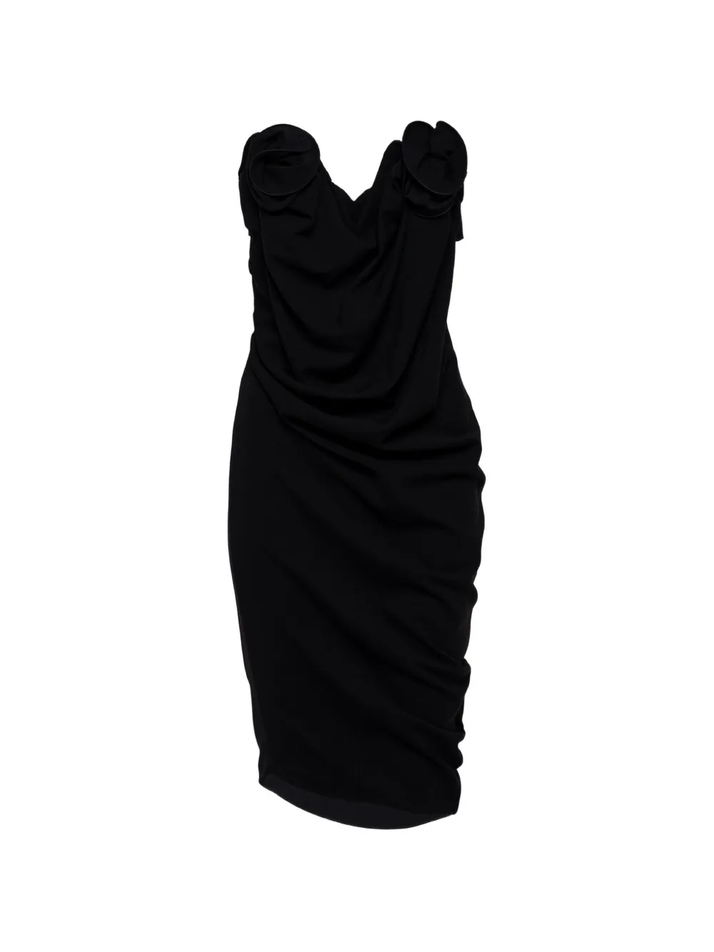 Magda Butrym floral-applique draped midi dress - Nero