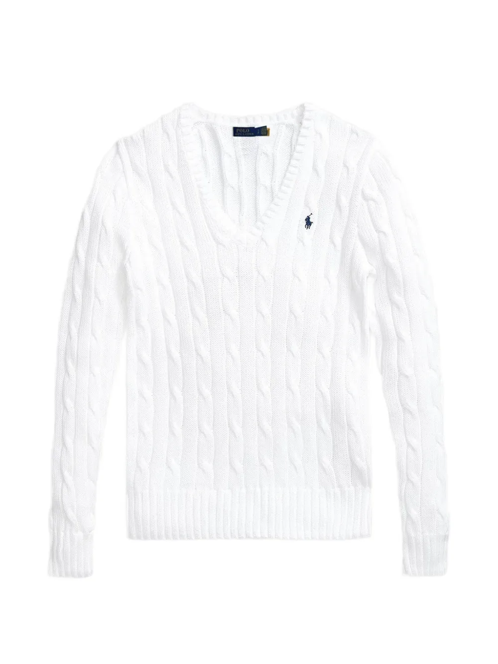 Polo Ralph Lauren Kabelgebreide trui met V-hals Wit