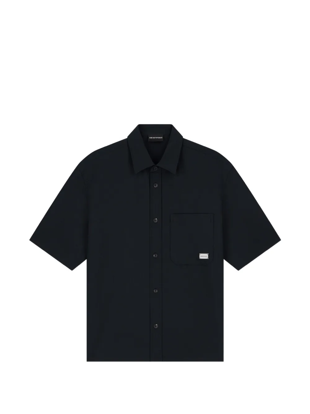 Emporio Armani seersucker shirt with down padding and rib details - Blu
