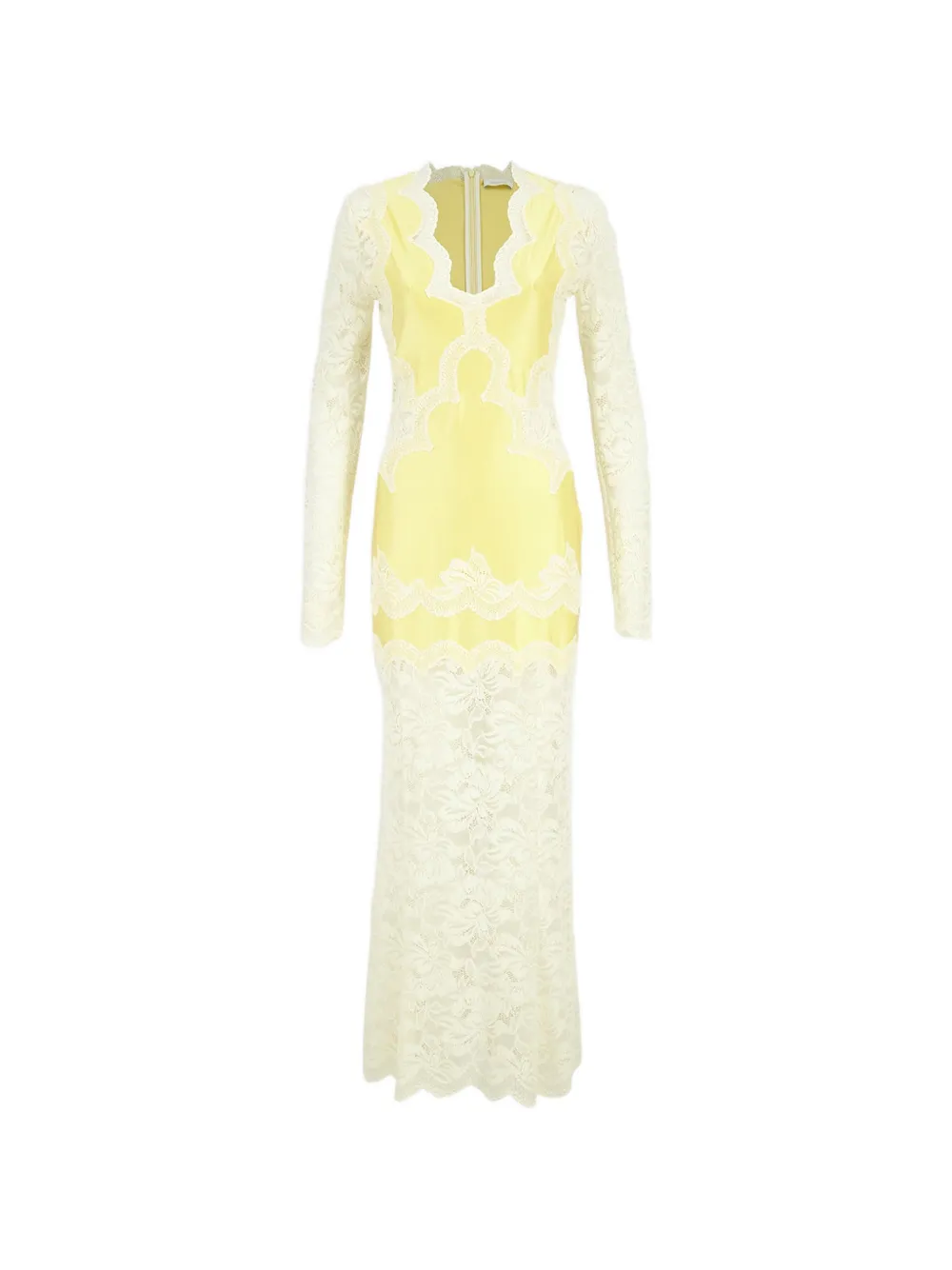 Rabanne lace-panelled long-sleeve maxi dress - Giallo