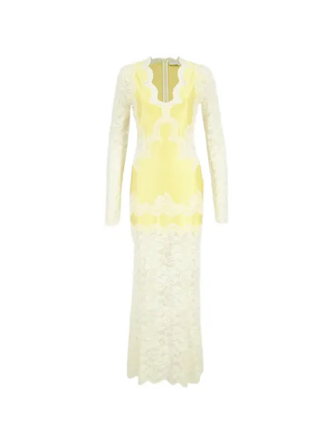 Rabanne vestido largo con paneles de encaje