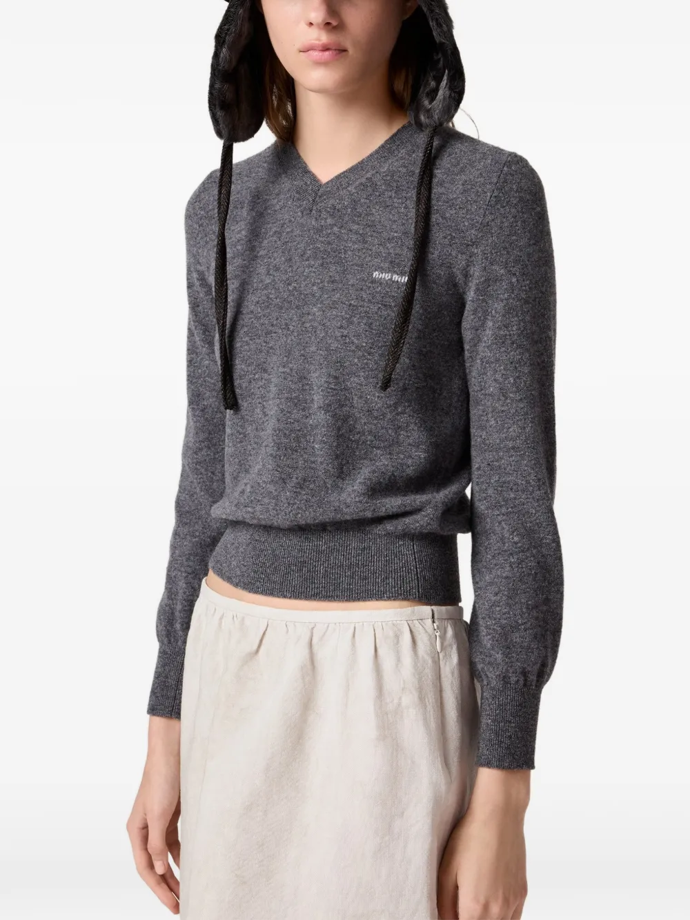 Miu Sweater met V-hals Grijs