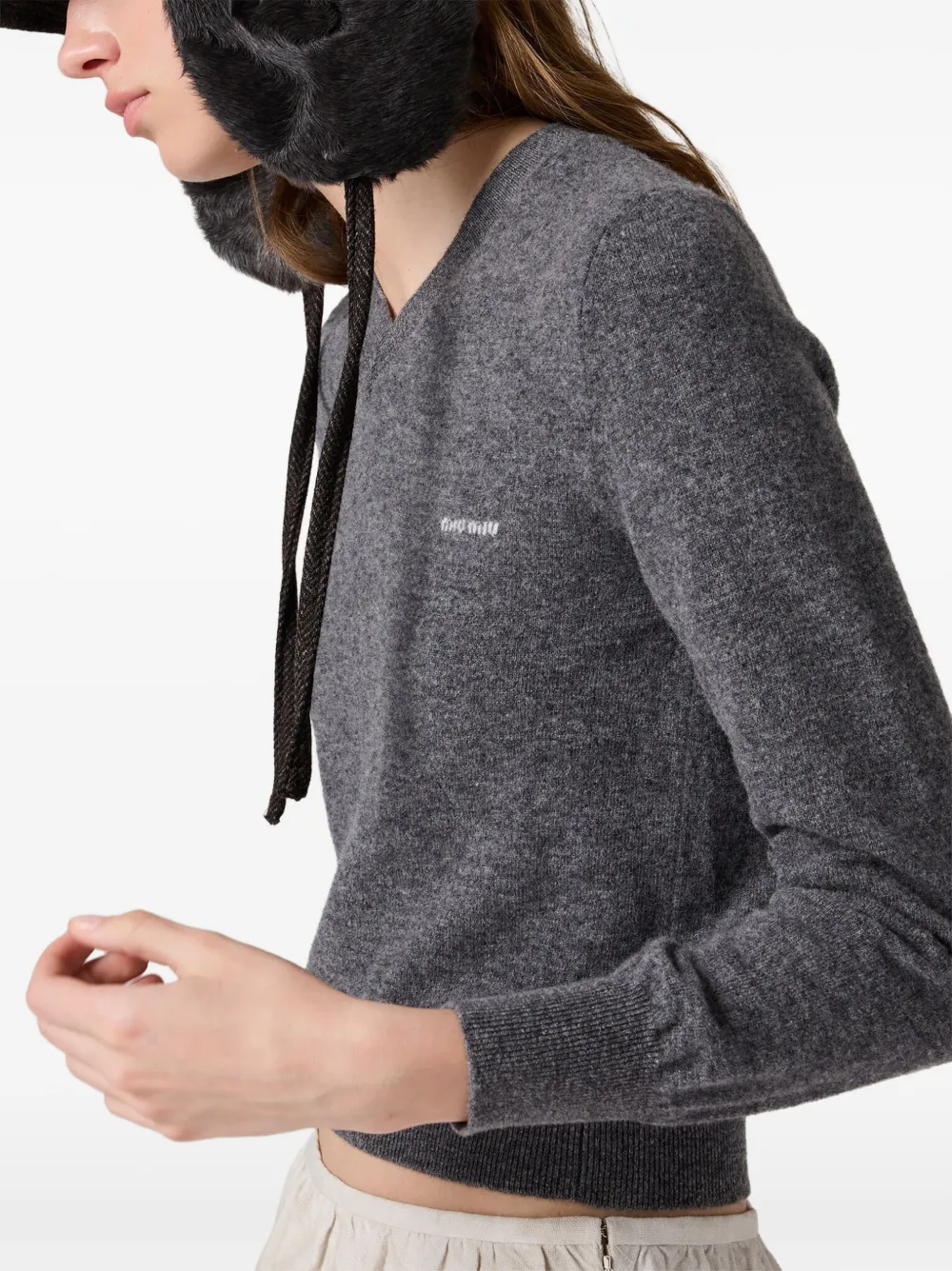 Miu Sweater met V-hals Grijs