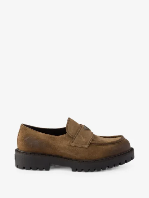 Prada aged suede loafers