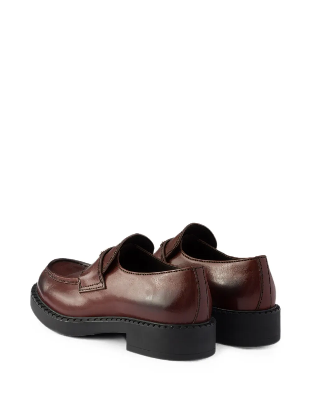 Prada chocolate aged leather loafers Bruin