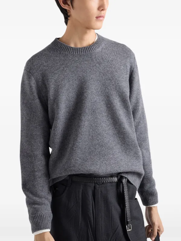 PRADA 99FW ハーフジップ ナイロン切り替え ニット グレー Prada Wool crew-neck Sweater | Grey | FARFETCH