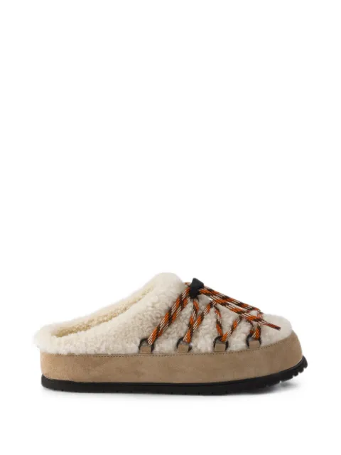 Prada suede and shearling mules