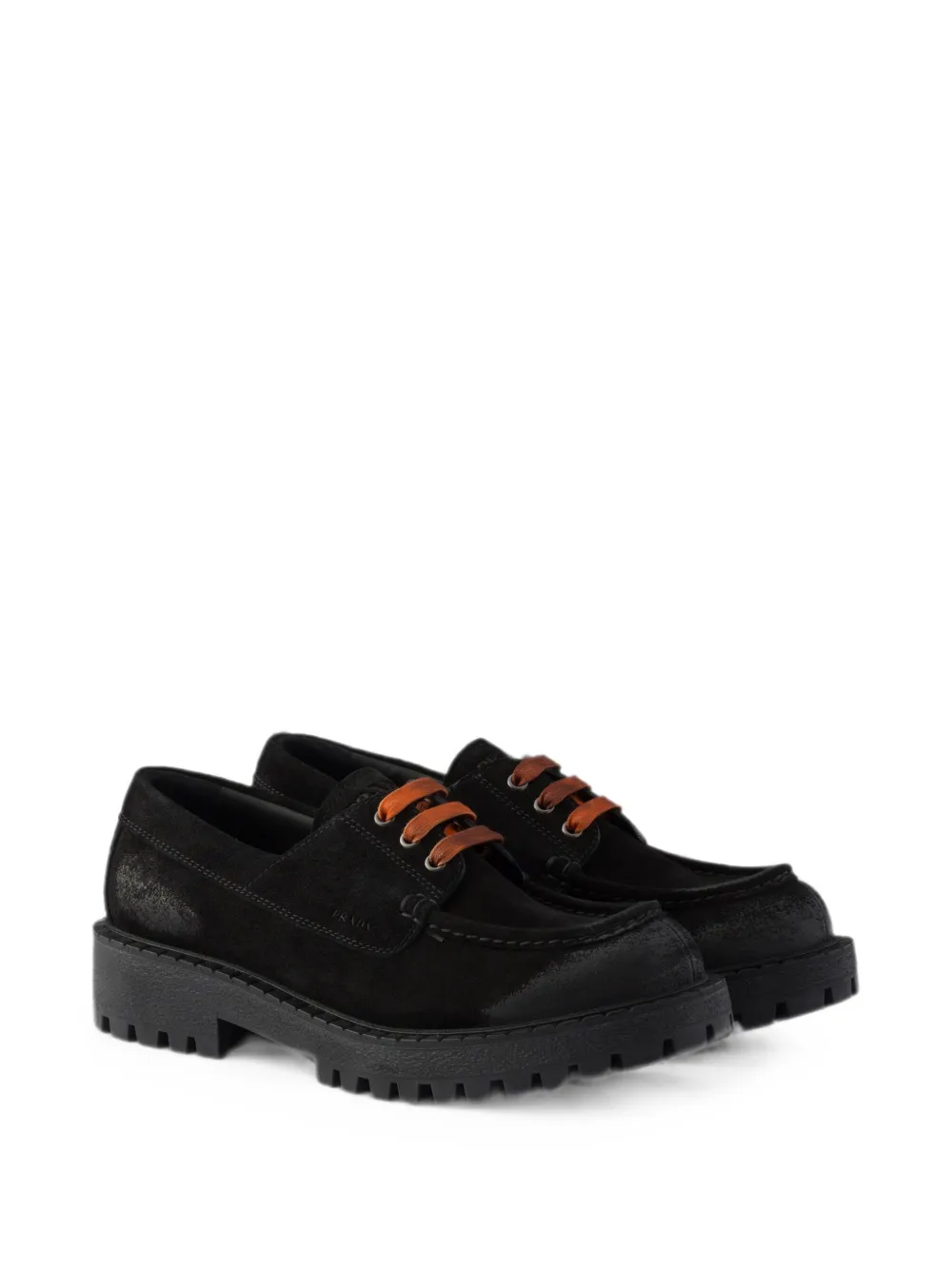 Prada waxed suede lace-up shoes Zwart