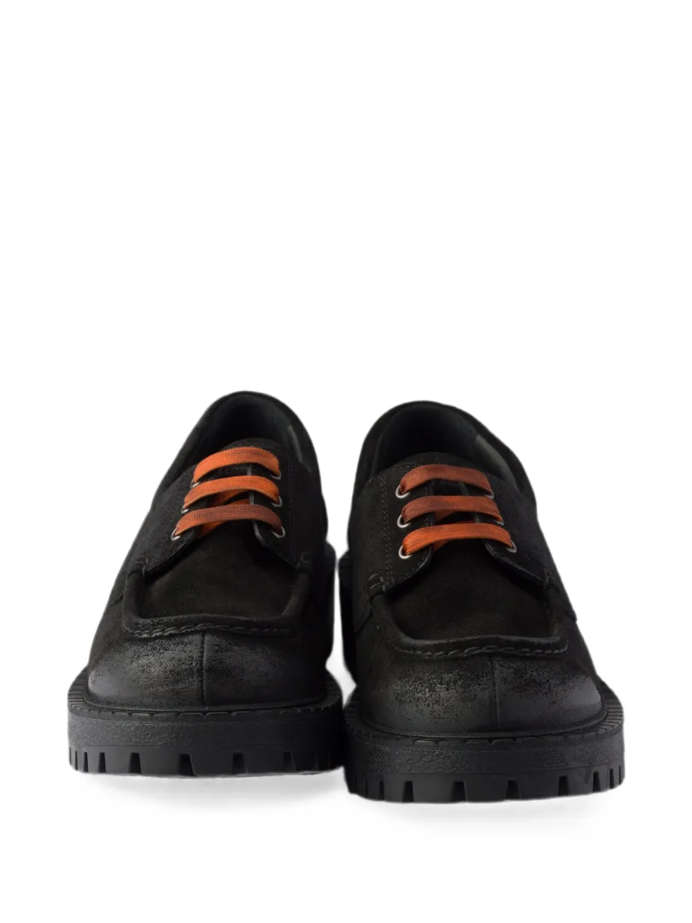 Prada waxed suede lace-up shoes Zwart