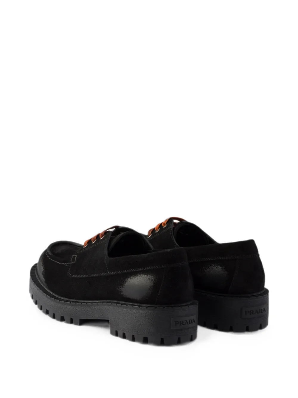 Prada waxed suede lace-up shoes Zwart