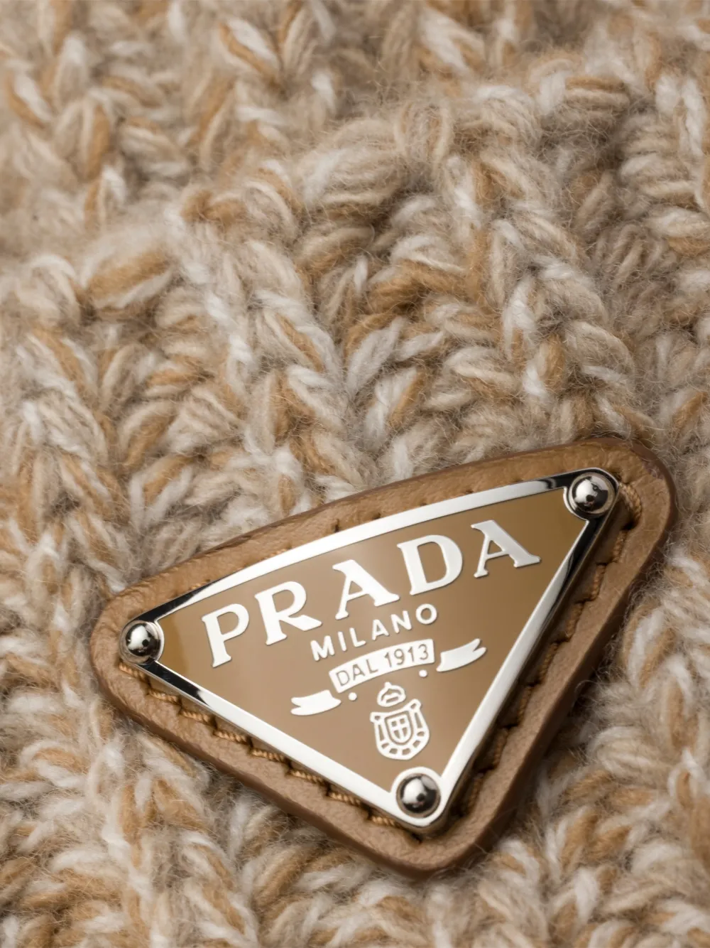 Prada Mouliné kasjmier en wollen muts Beige