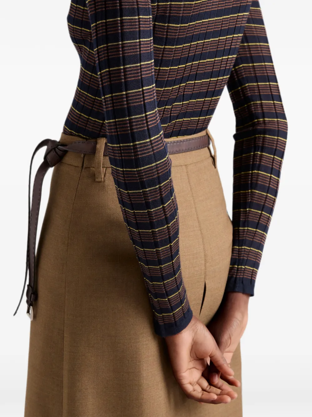 Prada Gestreept kasjmier en zijden vest Blauw