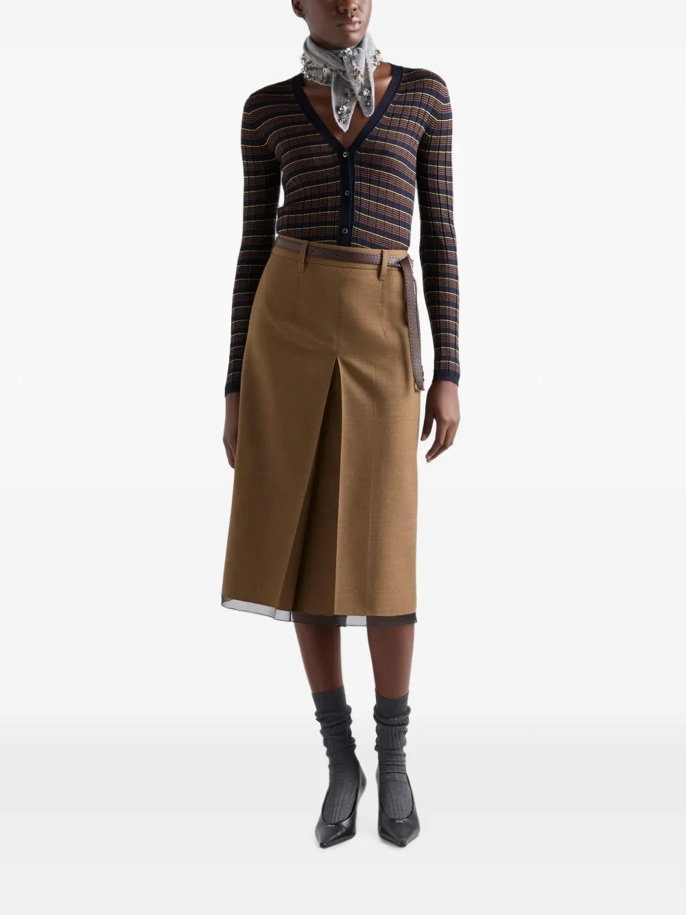 Prada Gestreept kasjmier en zijden vest Blauw