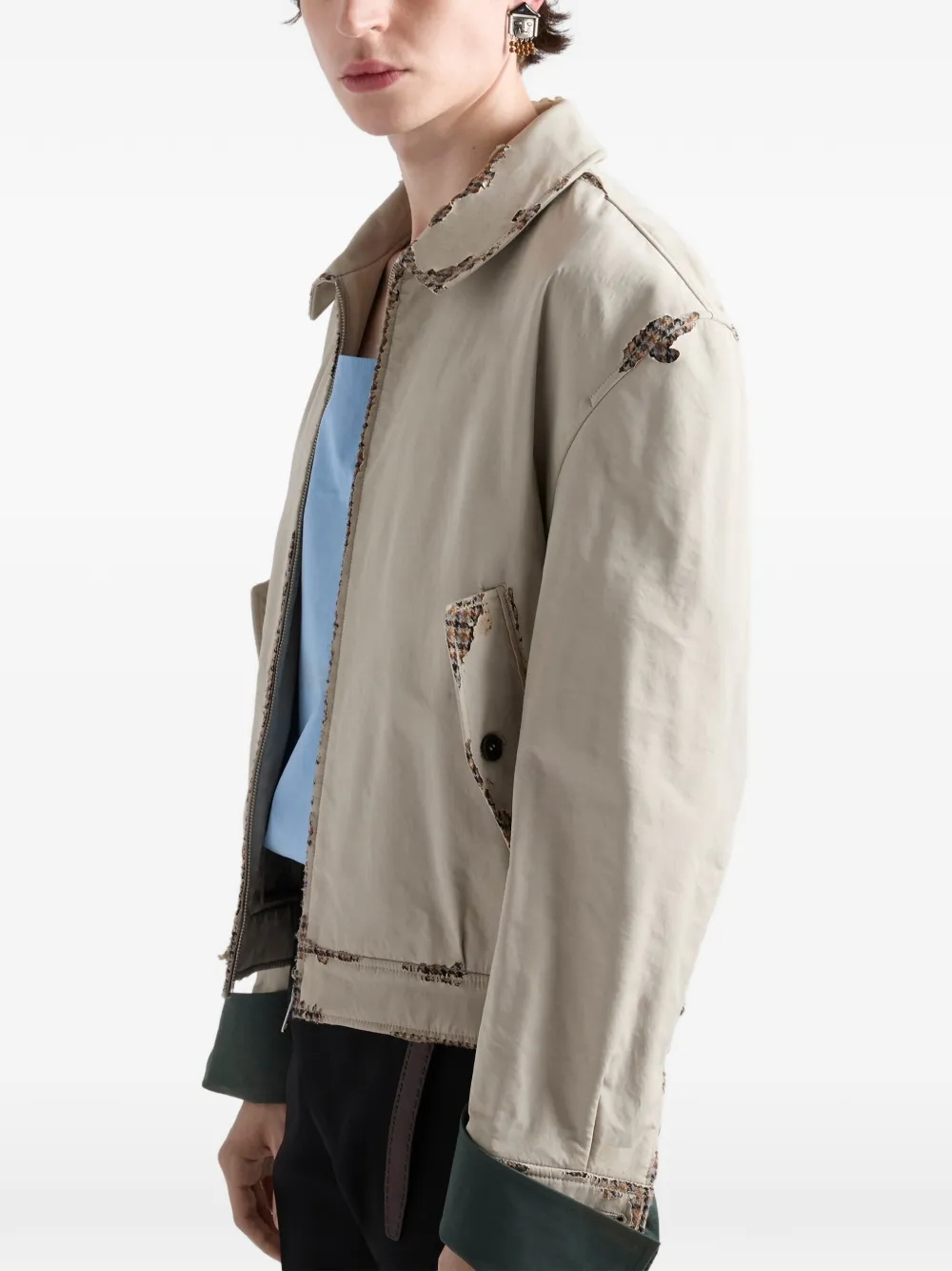 Prada Devoré katoenen jack met band Beige
