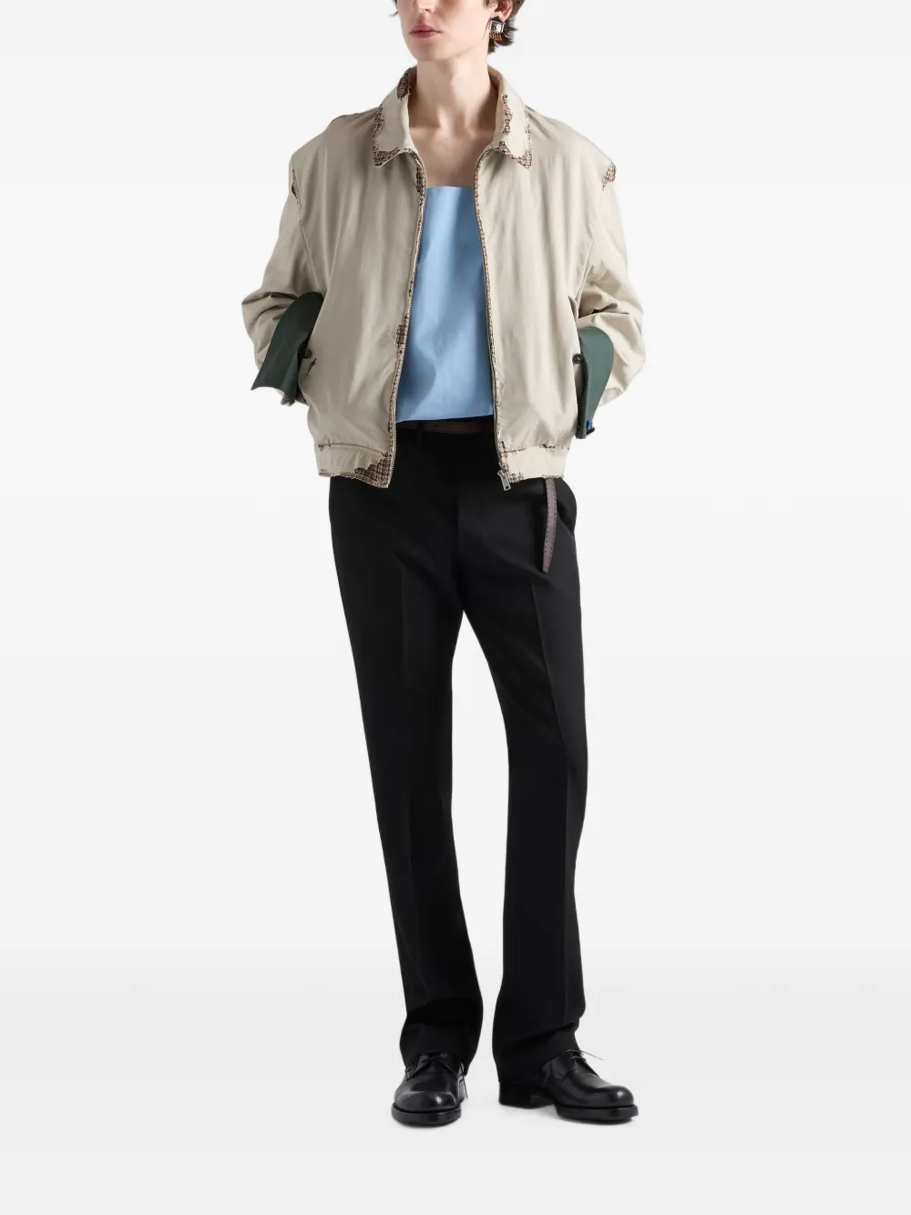 Prada Devoré katoenen jack met band Beige