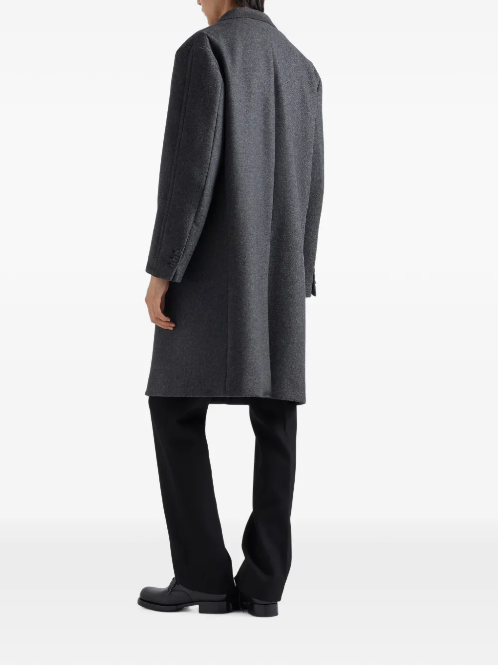 Prada Jas met enkele rij knopen en leren afwerking Grijs