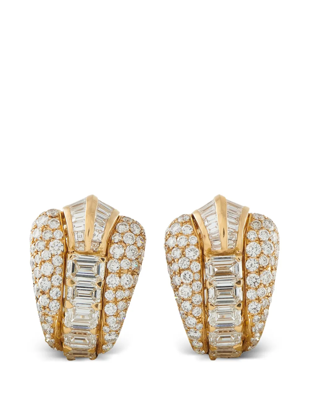 Bvlgari Pre-Owned diamond shield earrings - Gold