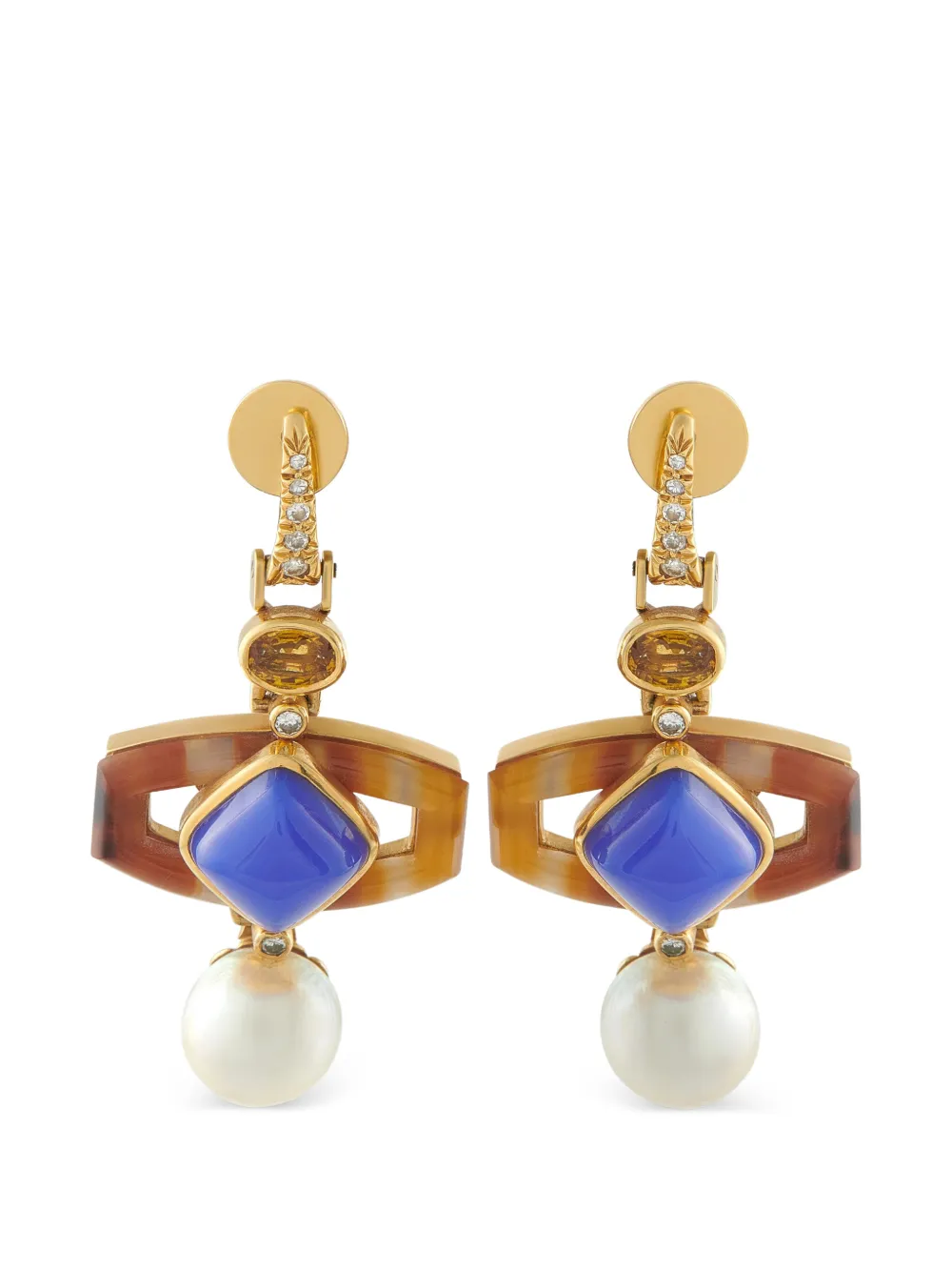 LB Exclusive diamond pearl drop earrings - Gold