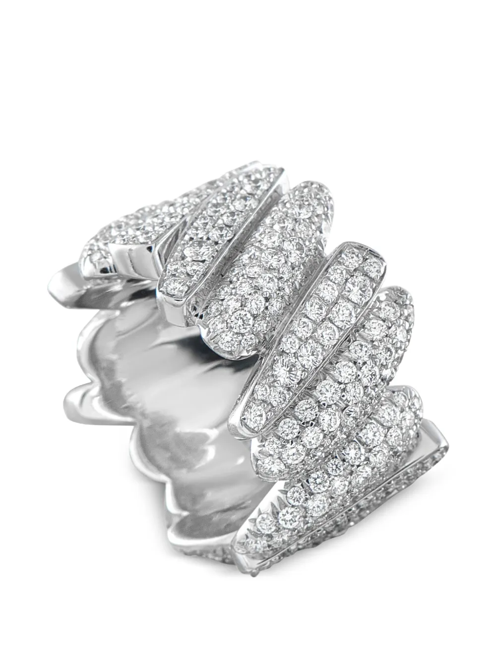 Fred of Paris diamond scalloped crossover ring - Argento