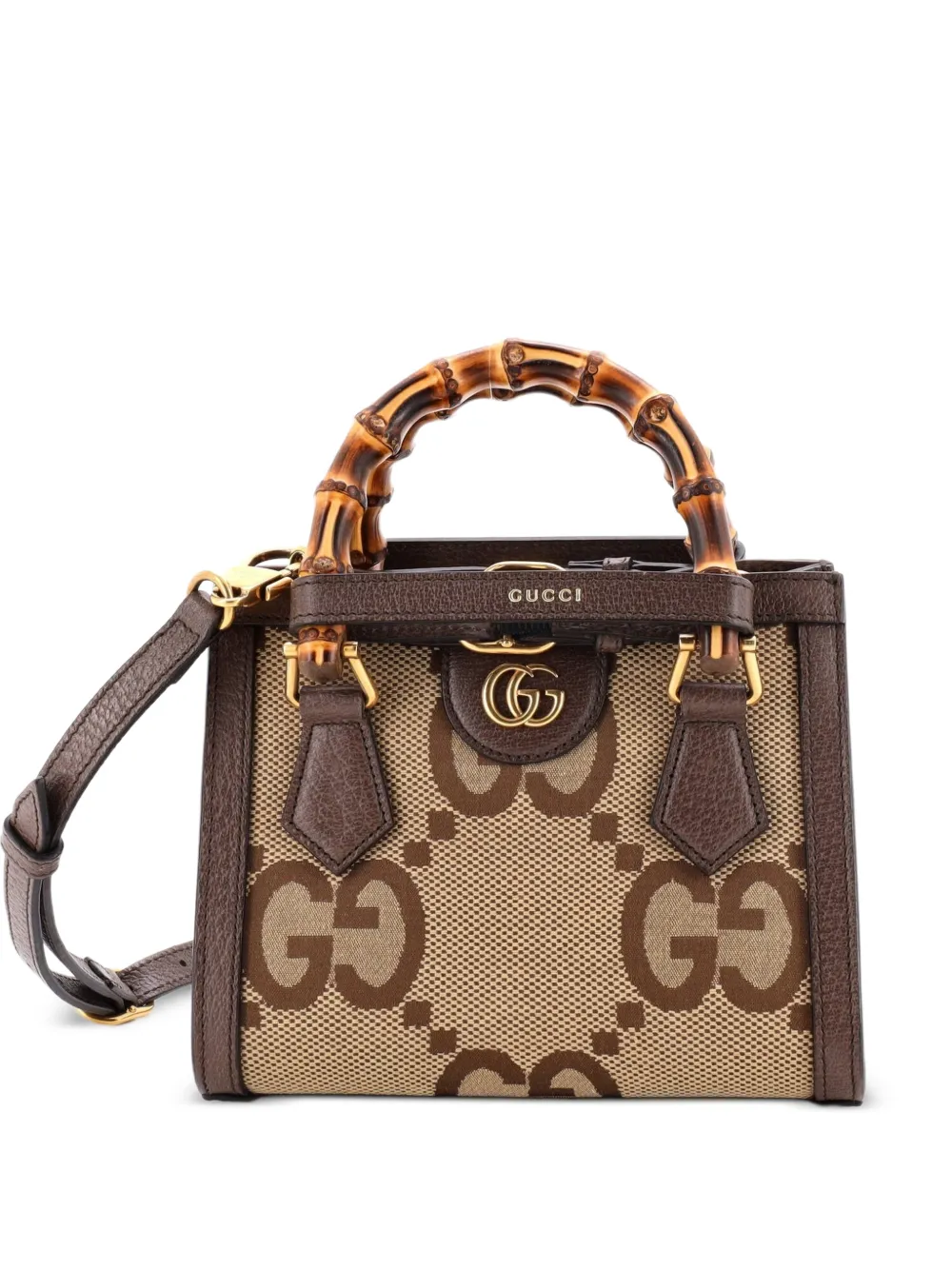 Gucci Pre-Owned Diana NM Bamboo Handle Tote Jumbo GG Canvas Mini shoulder bag - Marrone