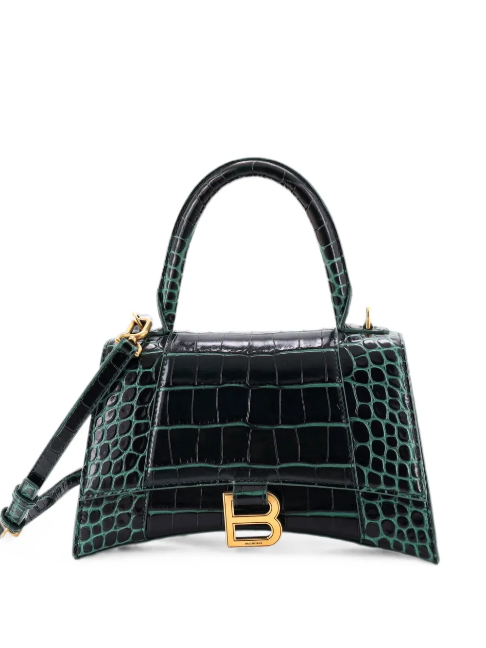 Balenciaga Pre-Owned Hourglass Top Handle Bag Crocodile Embossed Leather Small crossbody bag - Verde