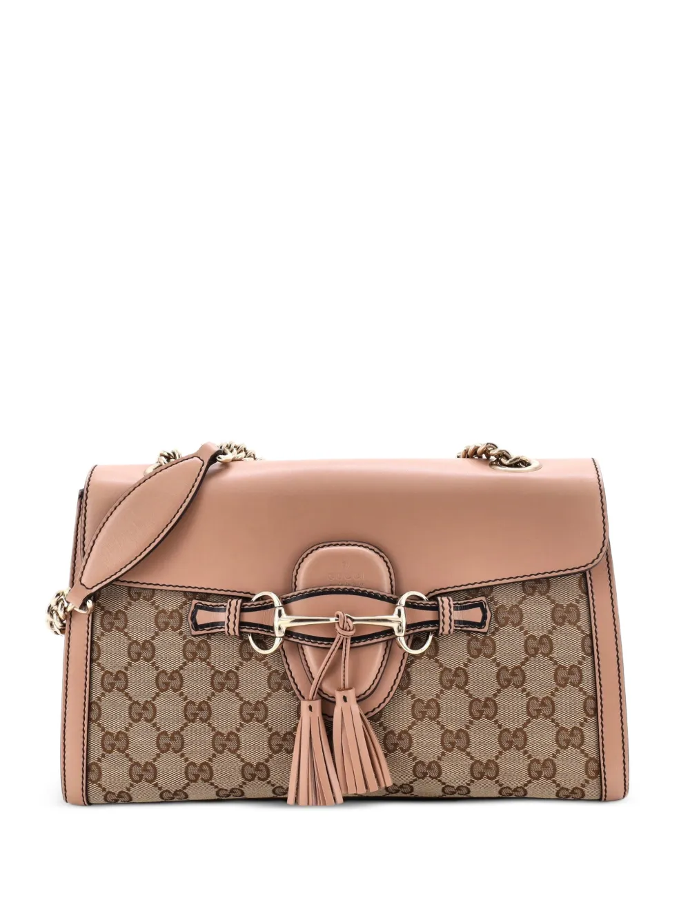 Gucci Pre-Owned Emily Chain Flap GG Canvas and Leather Medium shoulder bag - Toni neutri