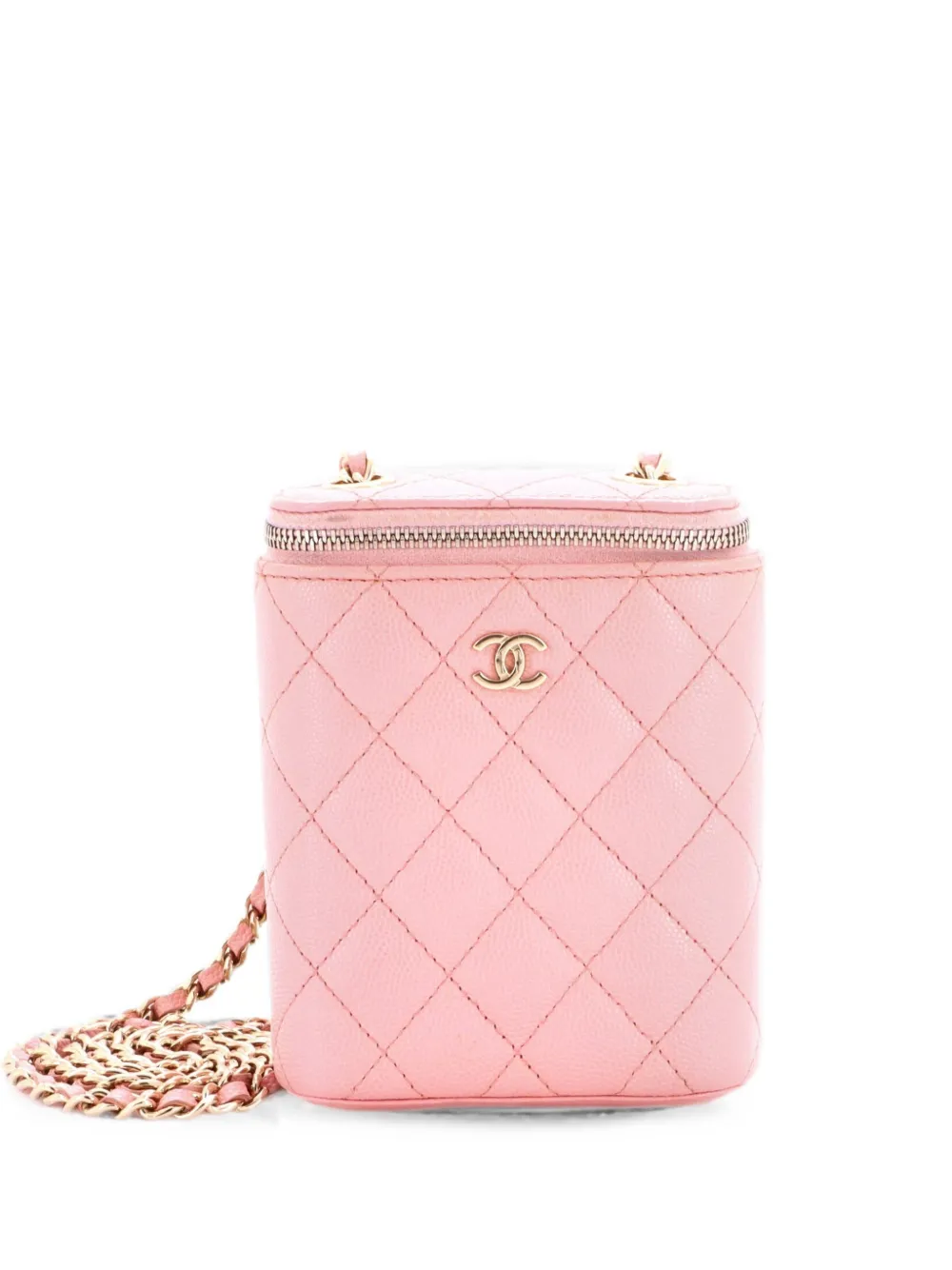 CHANEL Pre-Owned Vertical Classic Vanity Case with Chain Quilted Caviar Small shoulder bag - Rosa