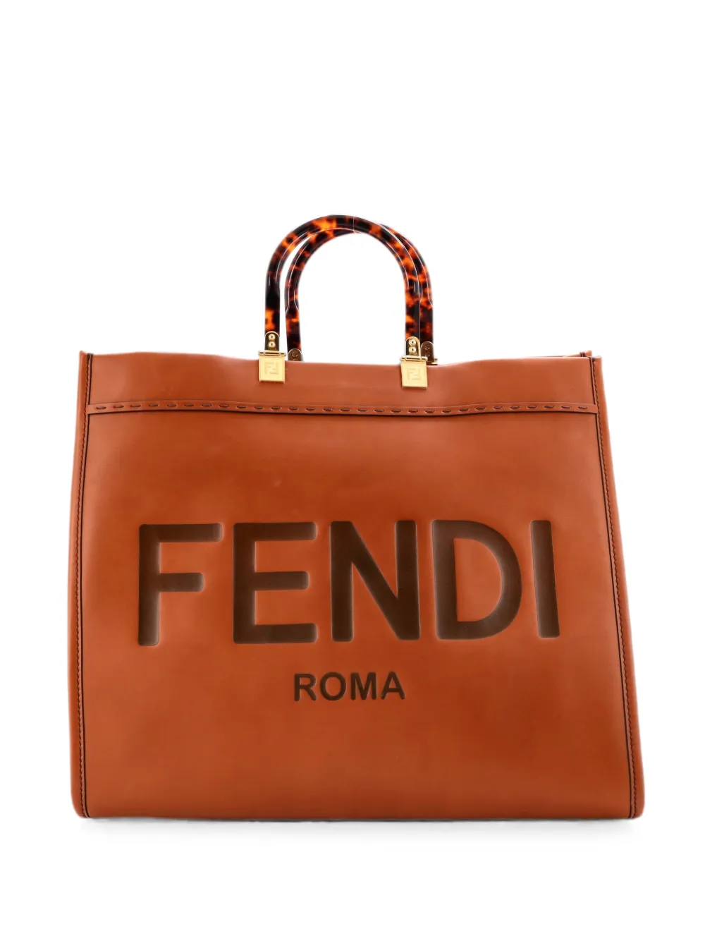 Fendi Pre-Owned Sunshine Shopper Leather Large tote bag - Marrone