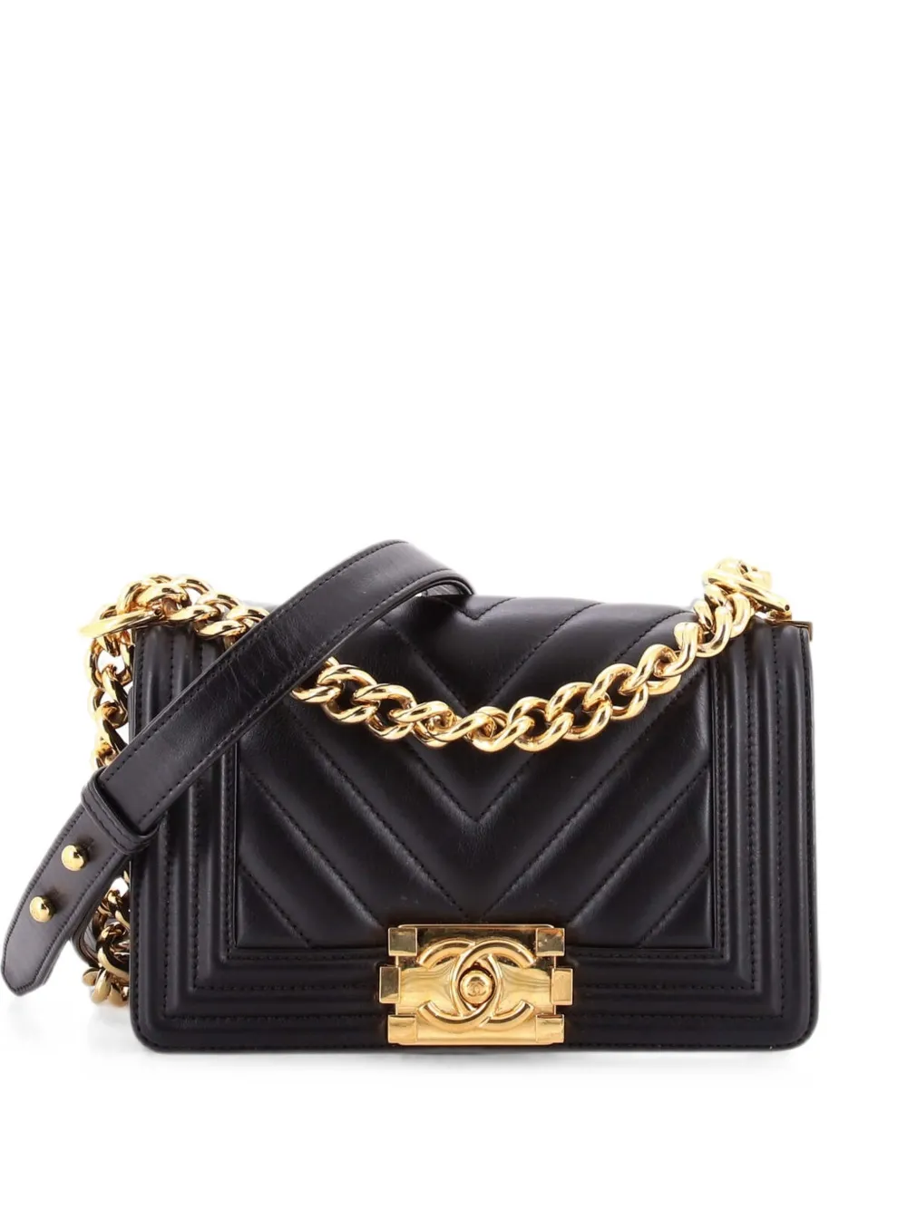 CHANEL Pre-Owned Boy Flap Bag Chevron Calfskin Small crossbody bag - Nero
