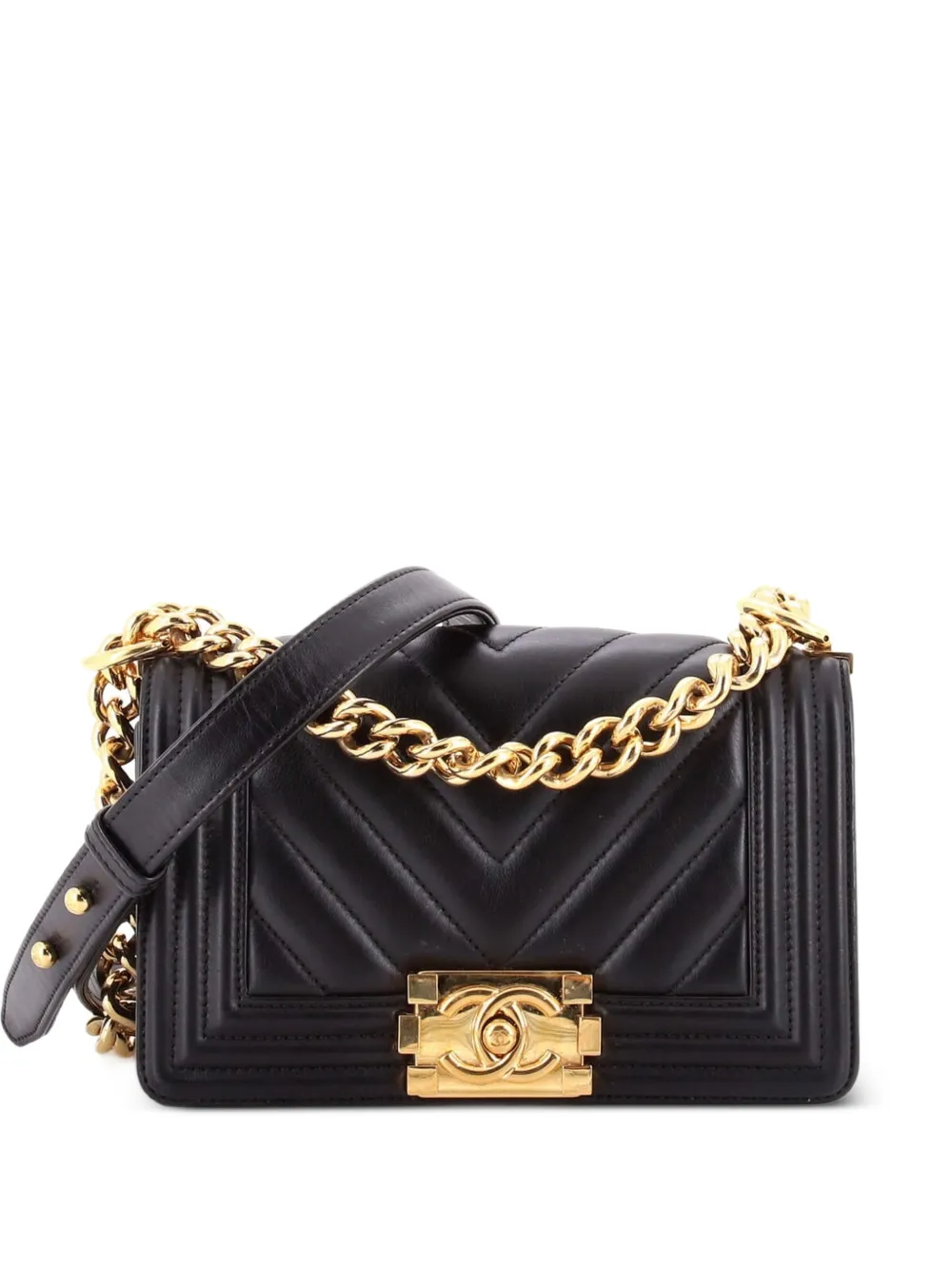 CHANEL Pre-Owned Boy Flap Bag Chevron Calfskin Small crossbody bag - Nero