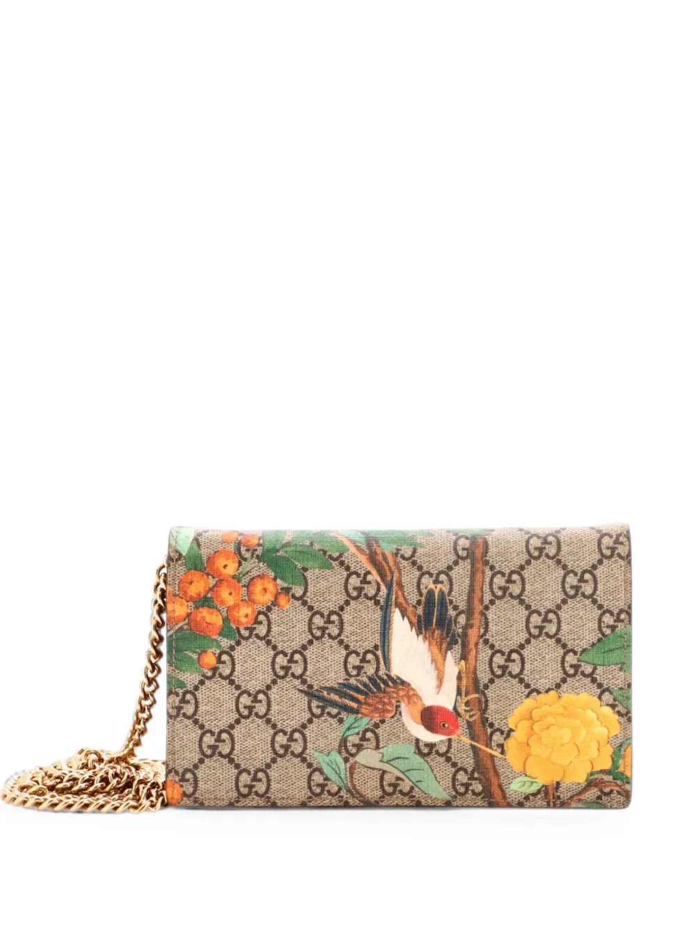 Gucci Pre-Owned Chain Wallet Tian Print GG Coated Canvas crossbody bag - Braun