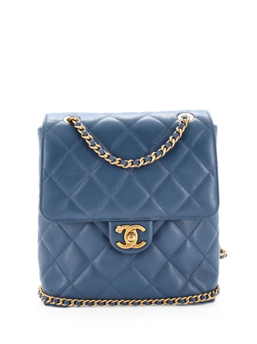 CHANEL Pre-Owned CC Chain Flap Quilted Caviar backpack - Blu
