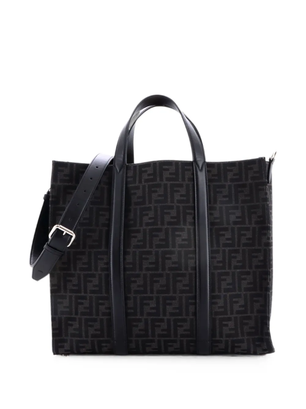 Fendi Pre-Owned Convertible Open Zucca Jacquard Fabric and Leather Large tote bag - Schwarz