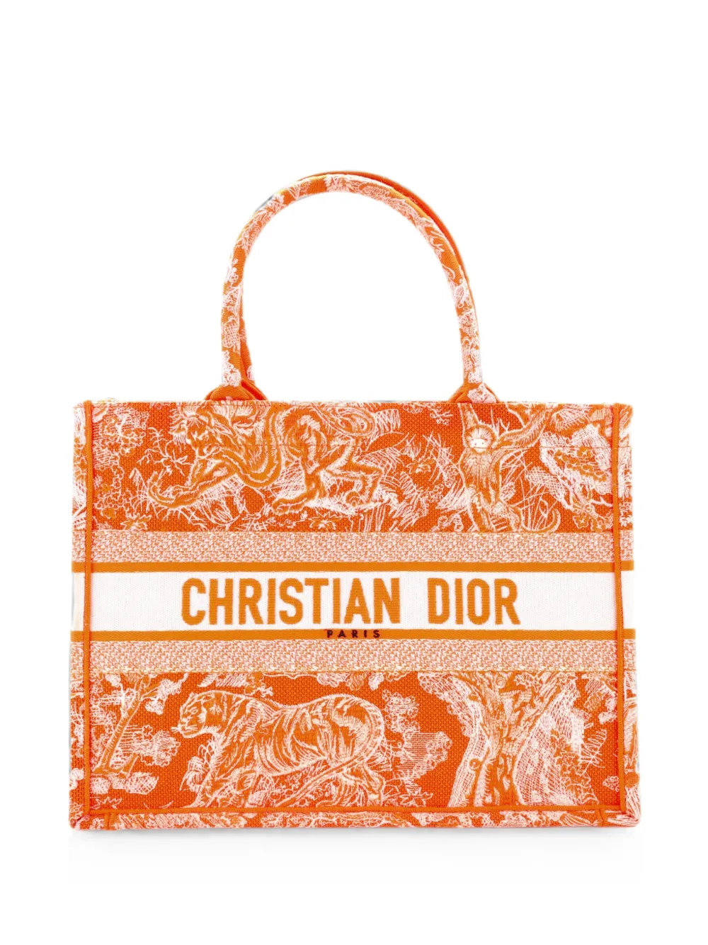Christian Dior Pre-Owned Book Embroidered Canvas Medium tote bag - Arancione