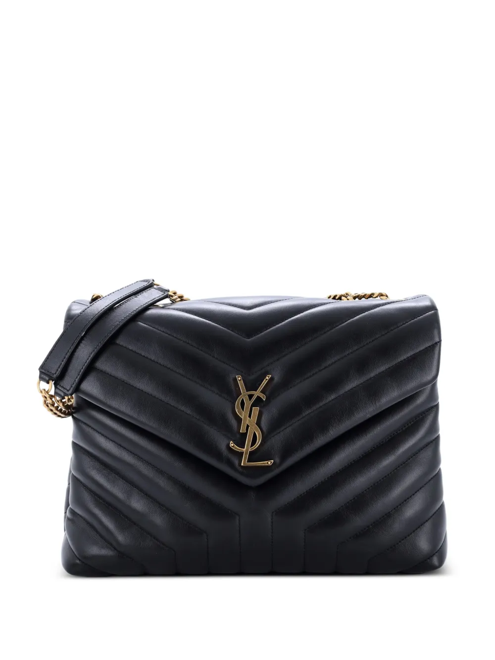 Saint Laurent Pre-Owned Loulou Matelasse Chevron Leather Medium shoulder bag - Schwarz
