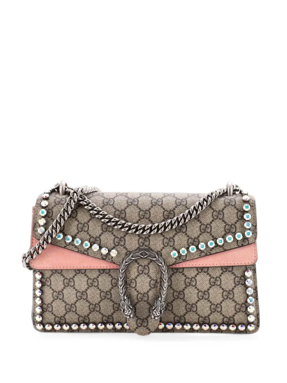 Gucci Pre-Owned Dionysus Bag Crystal Embellished GG Coated Canvas Small shoulder bag - Marrone