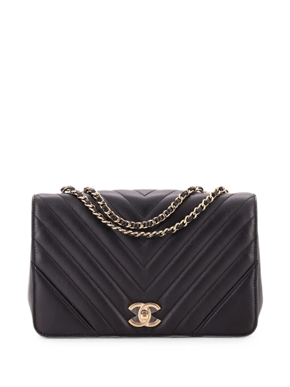 CHANEL Pre-Owned Statement Flap Bag Chevron Calfskin Small shoulder bag - Nero